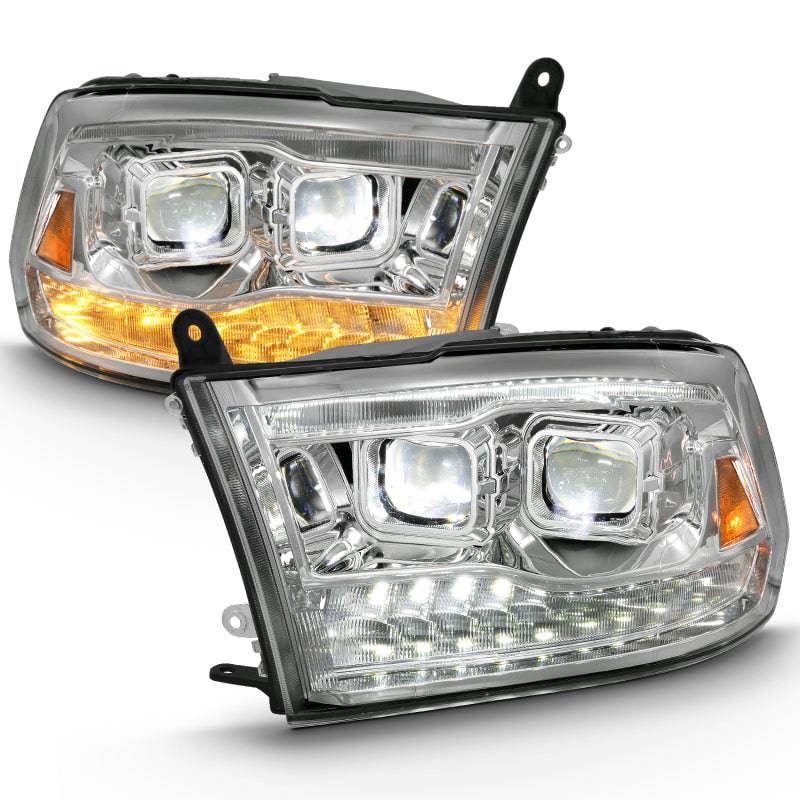 ANZO 2009-2018 Dodge Ram 1500 Led Projector Plank Style Switchback H.L Halo Chrome Amber (OE Style) - Striker Modified