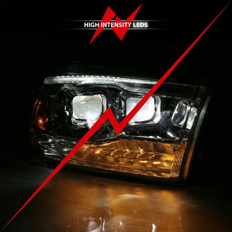 ANZO 2009-2018 Dodge Ram 1500 Led Projector Plank Style Switchback H.L Halo Chrome Amber (OE Style) - Striker Modified