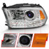 ANZO 2009-2018 Dodge Ram 1500 Projector Plank Style Switchback H.L Halo Chrome Amber (OE Style) - Striker Modified
