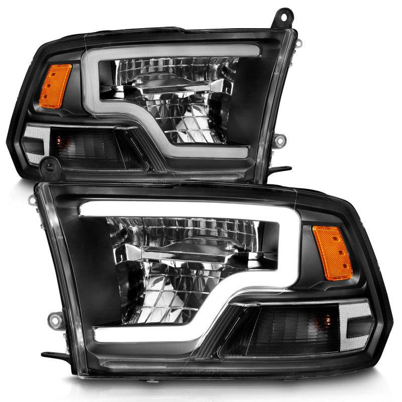 ANZO 2009-2020 Dodge Ram 1500 Full LED Square Projector Headlights w/ Chrome Housing Black Amber - Striker Modified