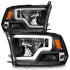 ANZO 2009-2020 Dodge Ram 1500 Full LED Square Projector Headlights w/ Chrome Housing Black Amber - Striker Modified
