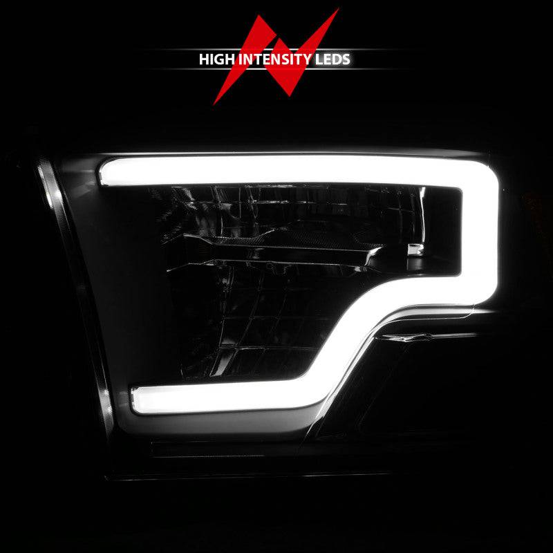 ANZO 2009-2020 Dodge Ram 1500 Full LED Square Projector Headlights w/ Chrome Housing Black Amber - Striker Modified