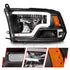 ANZO 2009-2020 Dodge Ram 1500 Full LED Square Projector Headlights w/ Chrome Housing Black Amber - Striker Modified
