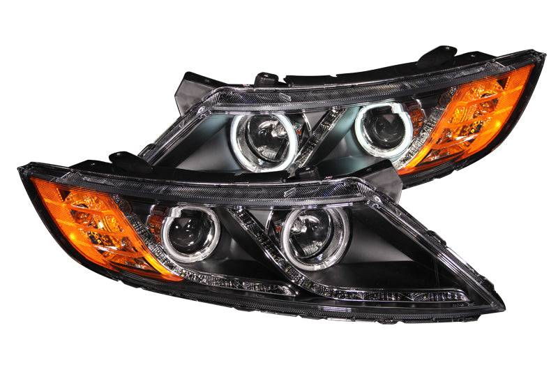 ANZO 2011-2013 Kia Optima Projector Headlights w/ Halo Black (CCFL) - Striker Modified