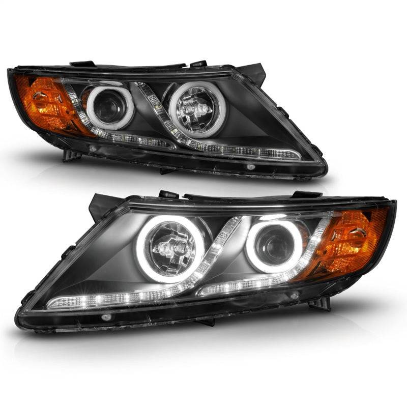 ANZO 2011-2013 Kia Optima Projector Headlights w/ Halo Black (CCFL) - Striker Modified