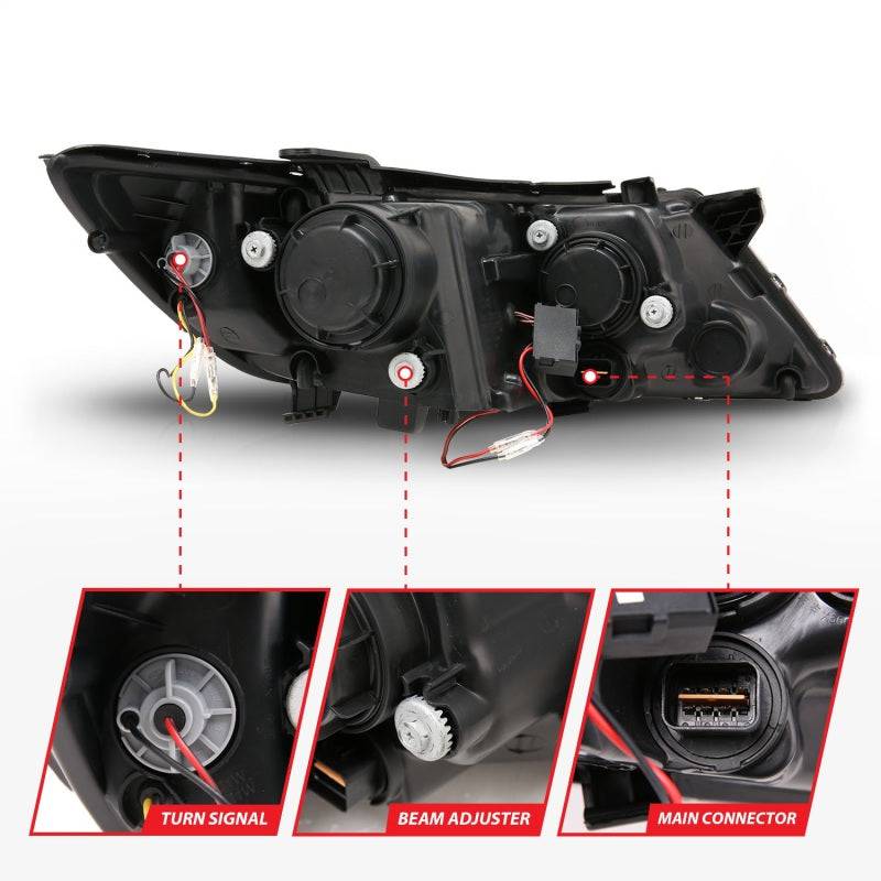 ANZO 2011-2013 Kia Optima Projector Headlights w/ Halo Black (CCFL) - Striker Modified
