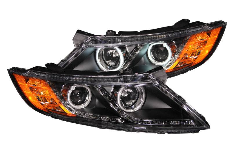 ANZO 2011-2013 Kia Optima Projector Headlights w/ Halo Black (CCFL) - Striker Modified