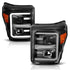 ANZO 2011-2016 Ford F250 Projector Headlights w/ Plank Style Switchback Black w/ Amber - Striker Modified
