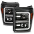 ANZO 2011-2016 Ford F250 Projector Headlights w/ Plank Style Switchback Black w/ Amber - Striker Modified