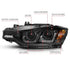 ANZO 2012-2015 BMW 3 Series Projector Headlights w/ U-Bar Black - Striker Modified