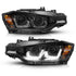 ANZO 2012-2015 BMW 3 Series Projector Headlights w/ U-Bar Black - Striker Modified