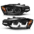 ANZO 2012-2015 BMW 3 Series Projector Headlights w/ U-Bar Black - Striker Modified