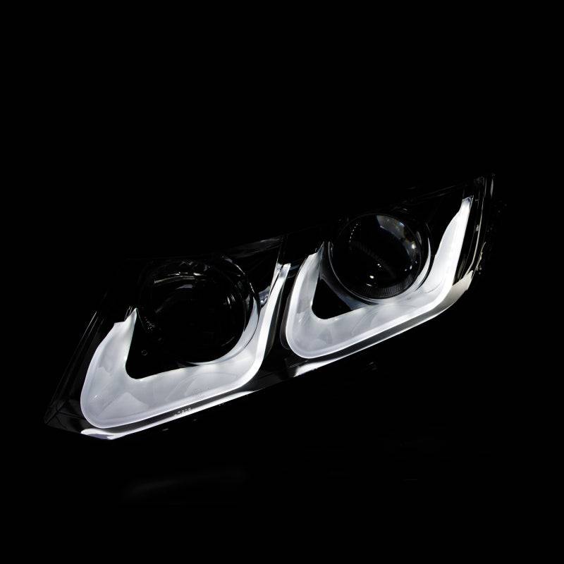 ANZO 2012-2015 Honda Civic Projector Headlights w/ U-Bar Black - Striker Modified