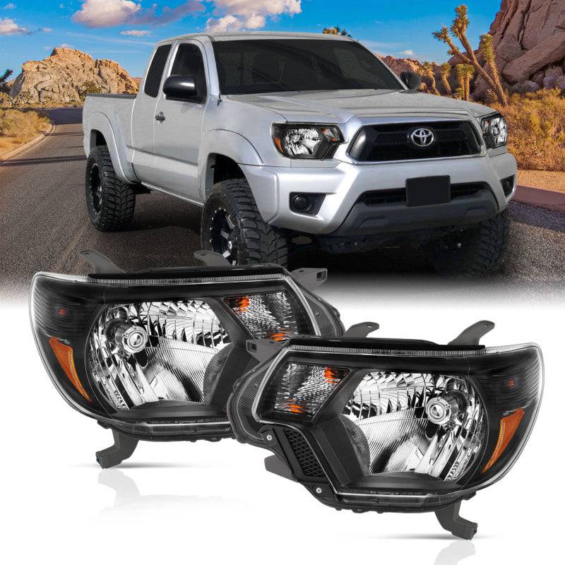 ANZO 2012-2015 Toyota Tacoma Crystal Headlights Black - Striker Modified
