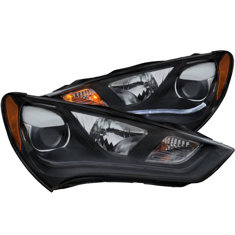 ANZO 2013-2015 Hyundai Genesis Projector Headlights w/ Plank Style Design Black (HID Compatible) - Striker Modified