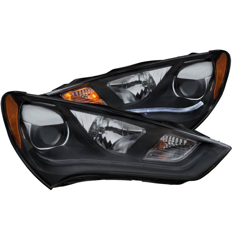 ANZO 2013-2015 Hyundai Genesis Projector Headlights w/ Plank Style Design Black (HID Compatible) - Striker Modified