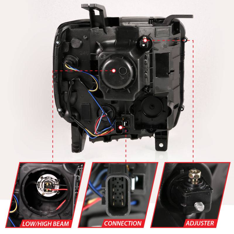 ANZO 2014-2015 Gmc Sierra 1500HD Projector Plank Style Headlight Black W/ Drl - Striker Modified