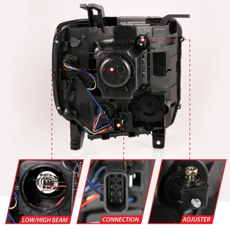 ANZO 2014-2015 Gmc Sierra 1500HD Projector Plank Style Headlight Black W/ Drl - Striker Modified