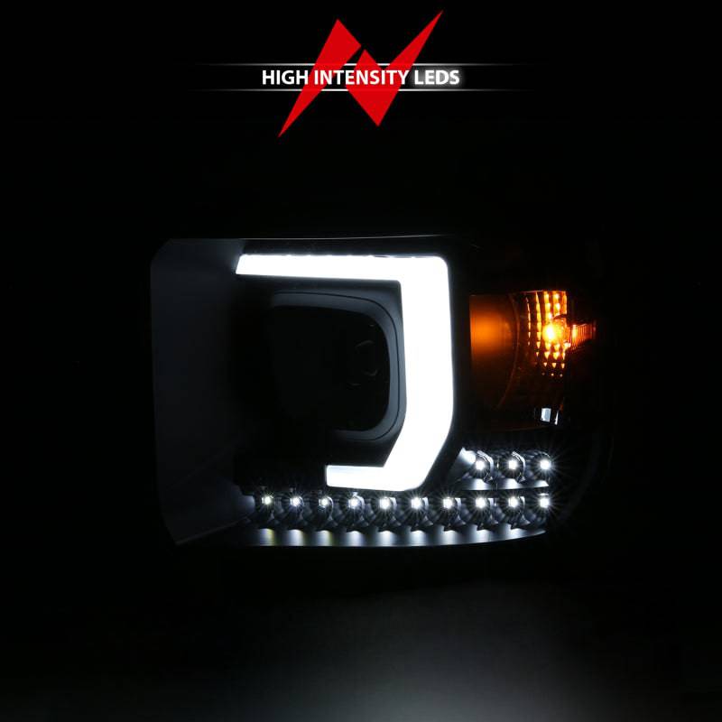ANZO 2014-2015 Gmc Sierra 1500HD Projector Plank Style Headlight Black W/ Drl - Striker Modified