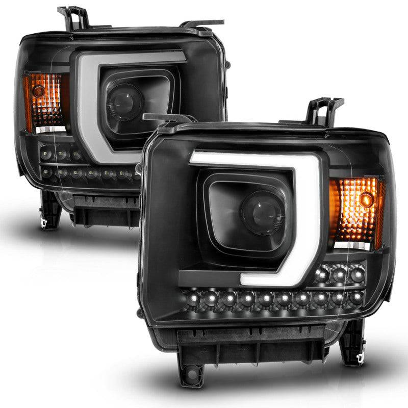 ANZO 2014-2015 Gmc Sierra 1500HD Projector Plank Style Headlight Black W/ Drl - Striker Modified