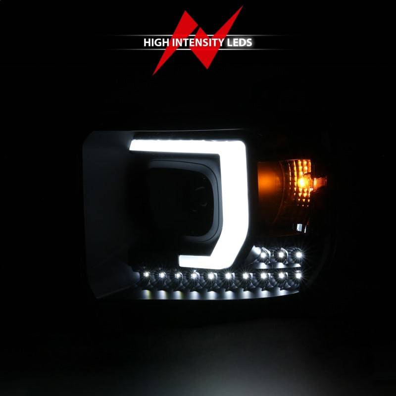 ANZO 2014-2015 Gmc Sierra 1500HD Projector Plank Style Headlight Black W/ Drl - Striker Modified