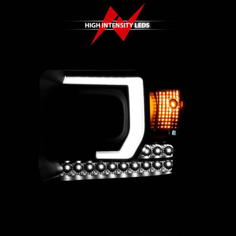 ANZO 2014-2015 Gmc Sierra 1500HD Projector Plank Style Headlight Black W/ Drl - Striker Modified