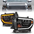 ANZO 2014-2017 Toyota Tundra LED Crystal Headlights w/ Switchback Black Housing w/ DRL - Striker Modified