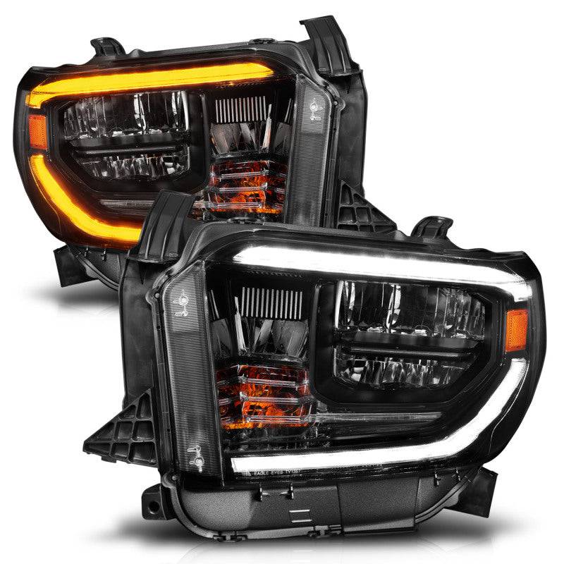 ANZO 2014-2017 Toyota Tundra LED Crystal Headlights w/ Switchback Black Housing w/ DRL - Striker Modified