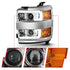 ANZO 2015-2016 Chevrolet Silverado Projector Headlights w/ Plank Style Design Chrome w/ Amber - Striker Modified