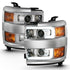ANZO 2015-2016 Chevrolet Silverado Projector Headlights w/ Plank Style Design Chrome w/ Amber - Striker Modified
