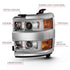 ANZO 2015-2016 Chevrolet Silverado Projector Headlights w/ Plank Style Design Chrome w/ Amber - Striker Modified