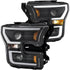 ANZO 2015-2017 Ford F-150 Projector Headlights w/ Plank Style Switchback Black w/ Amber - Striker Modified