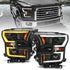 ANZO 2015-2017 Ford F-150 Projector Headlights w/ Plank Style Switchback Black w/ Amber - Striker Modified
