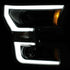 ANZO 2015-2017 Ford F-150 Projector Headlights w/ Plank Style Switchback Black w/ Amber - Striker Modified