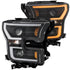 ANZO 2015-2017 Ford F-150 Projector Headlights w/ Plank Style Switchback Black w/ Amber - Striker Modified