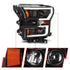 ANZO 2015-2017 Ford F-150 Projector Headlights w/ Plank Style Switchback Black w/ Amber - Striker Modified