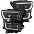 ANZO 2015-2017 Ford F-150 Projector Headlights w/ Plank Style Switchback Black w/ Amber - Striker Modified
