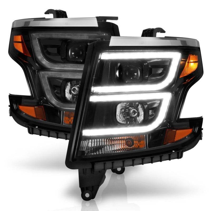 ANZO 2015-2020 Chevy Tahoe Projector Headlights Plank Style Black w/DRL - Striker Modified