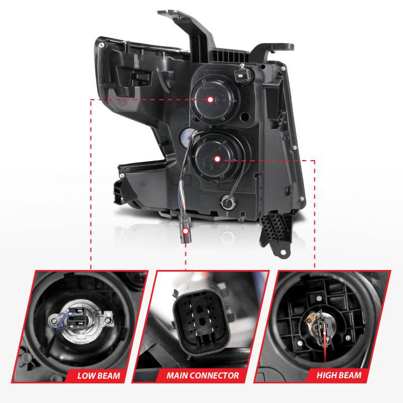ANZO 2015-2020 Chevy Tahoe Projector Headlights Plank Style Black w/DRL - Striker Modified