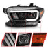 ANZO 2016-2017 Toyota Tacoma Projector Headlights w/ Plank Style Switchback Black w/ Amber - Striker Modified