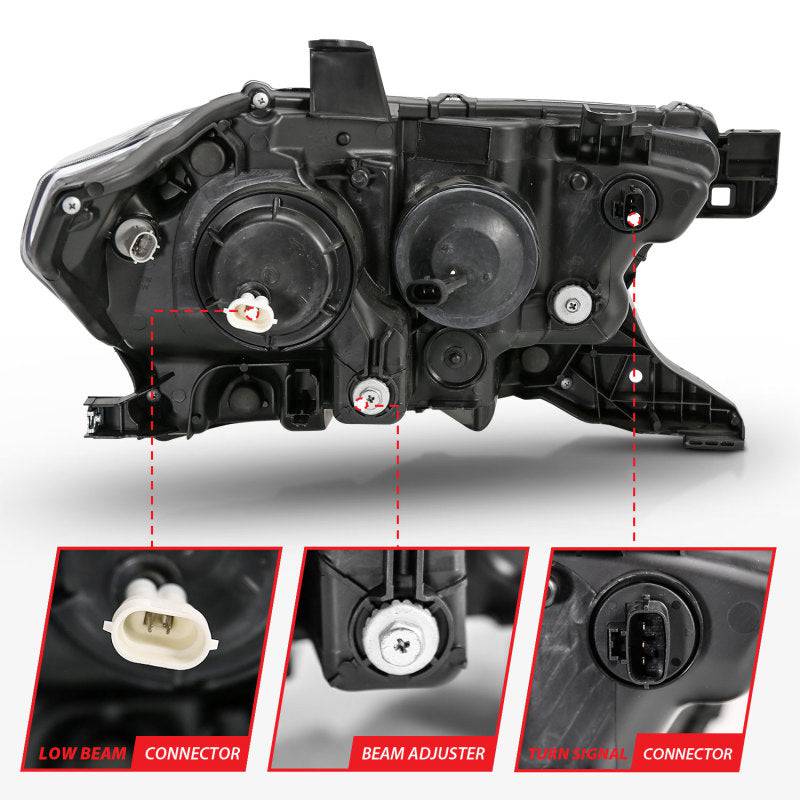 ANZO 2016-2017 Toyota Tacoma Projector Headlights w/ Plank Style Switchback Black w/ Amber - Striker Modified