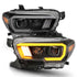 ANZO 2016-2017 Toyota Tacoma Projector Headlights w/ Plank Style Switchback Black w/ Amber - Striker Modified