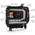 ANZO 2016-2019 Gmc Sierra 1500 Projector Headlight Plank Style Black w/ Sequential Amber Signal - Striker Modified