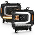 ANZO 2016-2019 Gmc Sierra 1500 Projector Headlight Plank Style Black w/ Sequential Amber Signal - Striker Modified