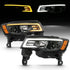 ANZO 2017-2018 Jeep Grand Cherokee Projector Headlights w/ Plank Style Switchback - Black w/ Amber - Striker Modified