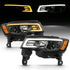 ANZO 2017-2018 Jeep Grand Cherokee Projector Headlights w/ Plank Style Switchback - Black w/ Amber - Striker Modified