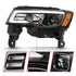 ANZO 2017-2018 Jeep Grand Cherokee Projector Headlights w/ Plank Style Switchback - Black w/ Amber - Striker Modified