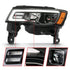 ANZO 2017-2018 Jeep Grand Cherokee Projector Headlights w/ Plank Style Switchback - Black w/ Amber - Striker Modified