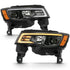 ANZO 2017-2018 Jeep Grand Cherokee Projector Headlights w/ Plank Style Switchback - Black w/ Amber - Striker Modified