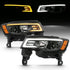 ANZO 2017-2018 Jeep Grand Cherokee Projector Headlights w/ Plank Style Switchback - Black w/ Amber - Striker Modified